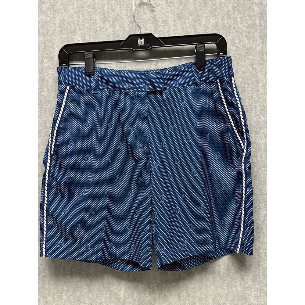 Lady Hagen‎ Golf Shorts Navy Blue Sz 6 Sailboat Print Micro Dot Nautical Size 6